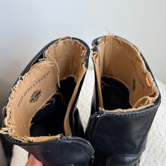 Harley-Davidson Women’s Black Leather Harness Moto Boots with Zip Sz 8.5 - Picture 8 of 10